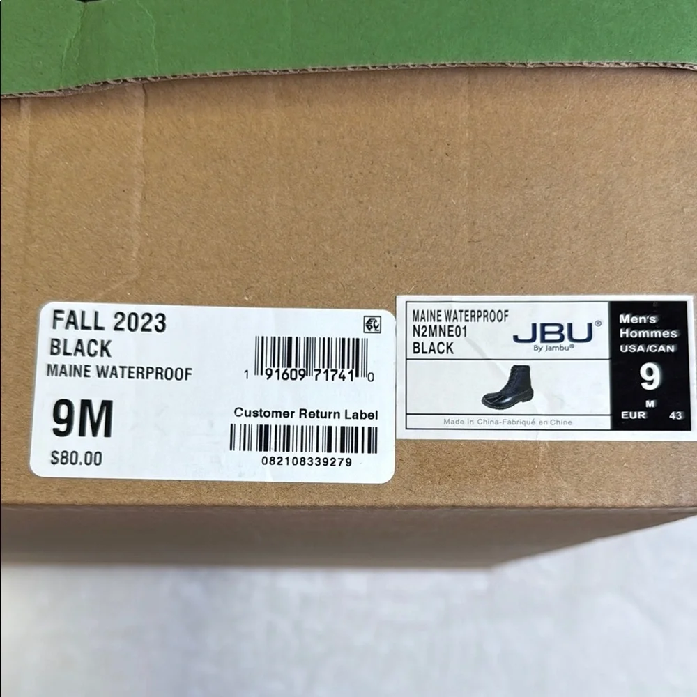 JBU Men's by Jambu Black Lace-up Waterproof Duck Boots- Size 9
